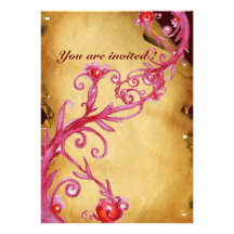 MAGIC BERRIES, red white Personalised Invitations