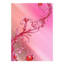 MAGIC BERRIES, red white silk Personalized Announcements