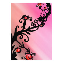 MAGIC BERRIES, red white silk Personalized Invites