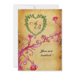 MAGIC BERRIES SHAMROCK HEART MONOGRAM  parchment Personalized Invitation