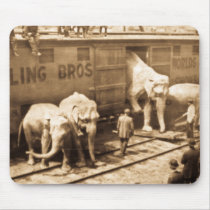 Magic Lantern Slide Ringling Bros Elephant Train Mousepad