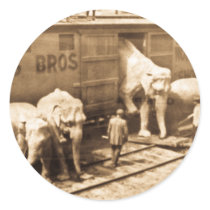 Magic Lantern Slide Ringling Bros Elephant Train Sticker