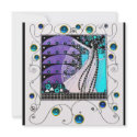 MAGIC OF THE SPRING bright blue black white purple invitations