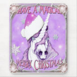 Magical Merry Christmas Unicorn mousepads