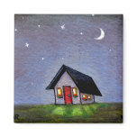 Magical night cottage art starry sky fun painting magnets