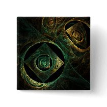 Magical Vibrations Abstract Art Button (square)