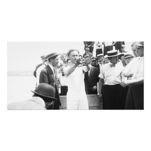 Magician Harry Houdini Overboard Box Escape 1912 Photo Card