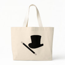 magician top hat and magic wand tote bag