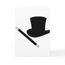 magician top hat and magic wand greeting card