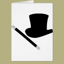 magician top hat and magic wand cards