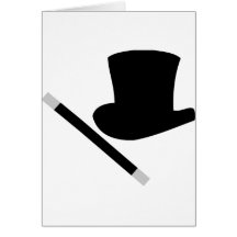 magician top hat and magic wand greeting card