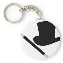 magician top hat and magic wand keychains