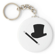magician top hat and magic wand key chain