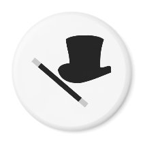 magician top hat and magic wand magnets