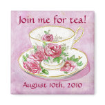 Magnet - Customise me! Pink Rose Teacup Tea