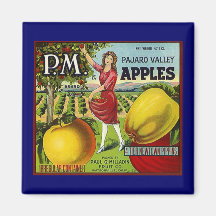 MAGNET ~DESIGN VINTAGE PAJARO VALLEY APPLES LABEL!