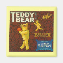 MAGNET ~DESIGN VINTAGE TEDDY BEAR BRAND label AD!