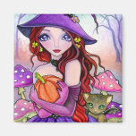 Magnet - Halloween Witch and cat  " The Perfect Pu