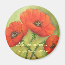 Magnet,,Mohnblumen,, Kühlschrankmagnet