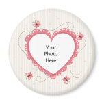 Magnet: Pink lace heart photo frame