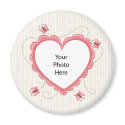 Magnet: Pink lace heart photo frame