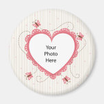 Magnet: Pink lace heart photo frame