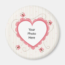 Magnet: Pink lace heart photo frame