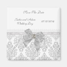 Magnet Save The Date Wedding Damask White