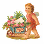 MAGNET VICTORIAN ERA CUPID & ROSE CART photo sculptures