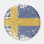 Magnet with Dirty Vintage Flag from Sweden