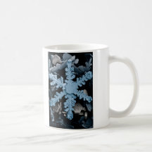 Magnified Hexagonal Dendrite Snowflake Coffee Mugs