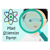 Magnifying Glass Boy Scientist Birthday Invitation invitations