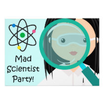 Magnifying Glass Girl Scientist Birthday Invite invitations