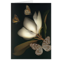 magnolia and butterflies1 note card
