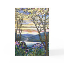 Magnolia and Iris Tiffany Stained Glass Cards