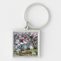 Magnolia Closeup by Fence Key Chain