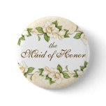 Magnolia- Damask Bridal Party Button