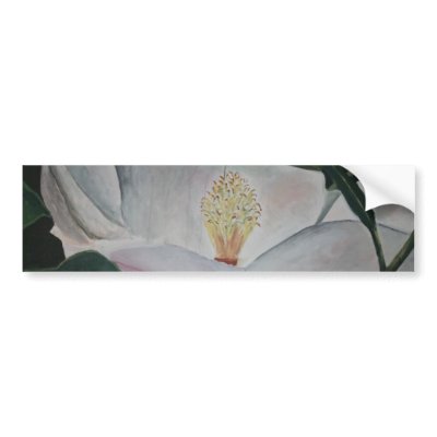 magnolia flower oil painting bumper stickers by dereklovessheila