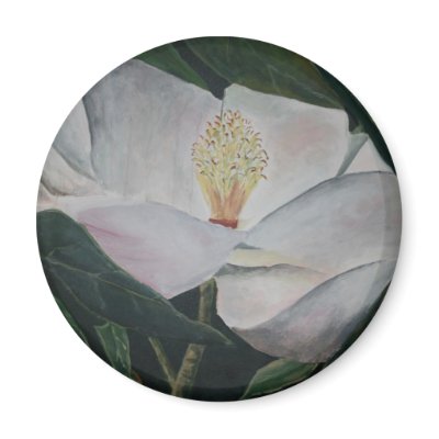 magnolia flower oil painting magnet by dereklovessheila