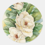 Magnolia Flower Watercolor Art - Multi Round Stickers