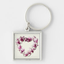 Magnolia Heart Keychains