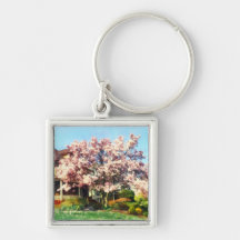 Magnolia Near Green House Keychains