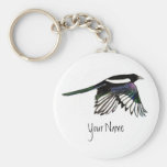 Magpie, Bird to Customise with Your Name Key Chains