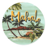 Mahalo Hawaiian Island Round Sticker