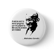 Mahatma Gandhi Animal Rights Pinback Button