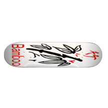 Mahjong Bamboo Suit, Red and Black on White Skateboard
