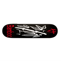 Mahjong Bamboo Suit, Red and White on Black Skateboard