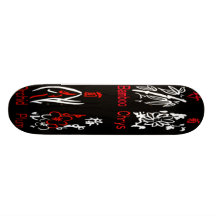 Mahjong Flower Suits, Red & White on Black Skateboards