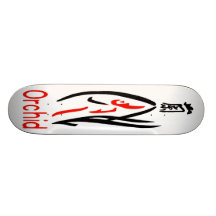 Mahjong Orchid Flower, Red & Black on White Custom Skate Board