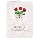 Maid of Honor Red Roses cards